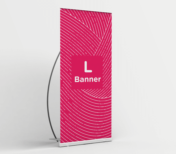 Los L-Banners son leves, por eso, úselos en eventos o en su tienda