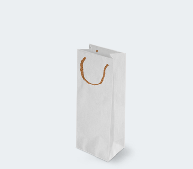 Papirbærepose med snørehåndtag til 1 flaske