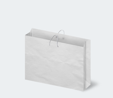 Horizontal paper carrier bag with corded handles