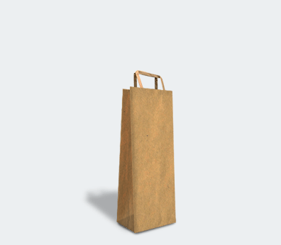 Papirbærepose med flade håndtag til 1 flaske