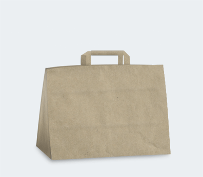 Horizontal paper carrier bag with flat handles