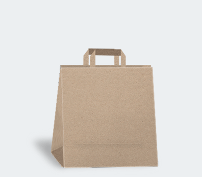 Čtvercová papírová taška s plochými držadly