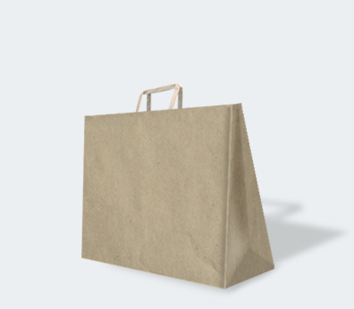 Take-away paper carrier bag with flat handles