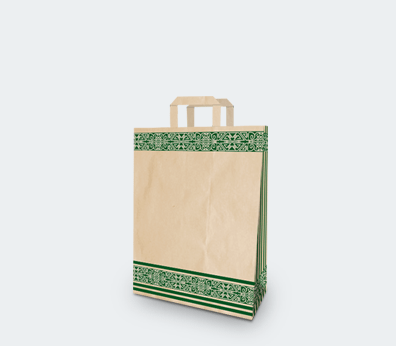 Vertical paper carrier bag with flat handles "Green Pattern"