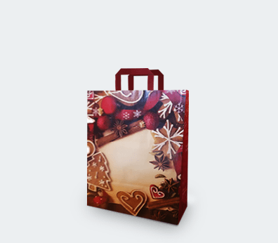 Vertikální odnosná papírová taška s plochými držadly "Vánoce"