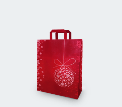 Borsa shopper verticale di carta con maniglie piatte "Babbo Natale"
