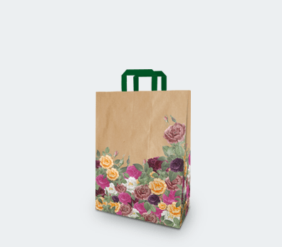 Høj papirbærepose med flade håndtag "Roser"