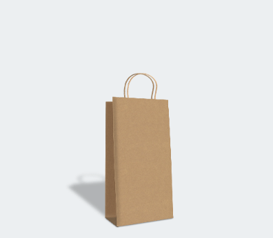 Papirbærepose med snoede håndtag til 2 flasker