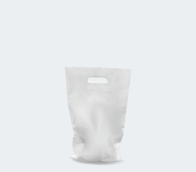 Plastic bag with die cut handles for 2 bottles